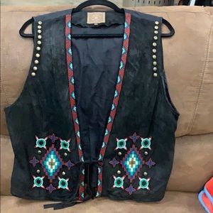 Leather beaded vest